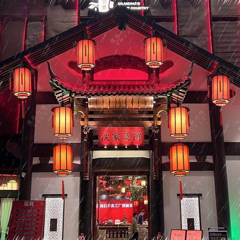 新中式吊灯户外门头红色防水灯笼庭院走廊宫灯茶馆餐饮火锅餐厅灯