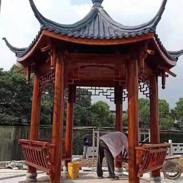 防腐木凉亭六角亭子户外庭院加厚支持工程定制小木屋木房子组装