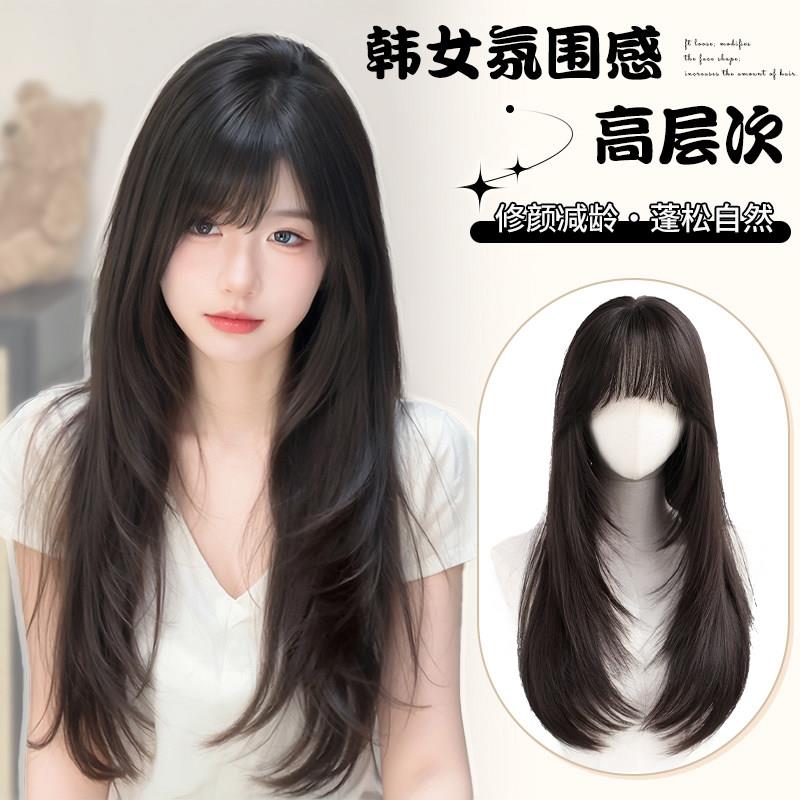 假发女全头套高层次韩女日常Lolita长直发自然仿真黑长直jk假发套