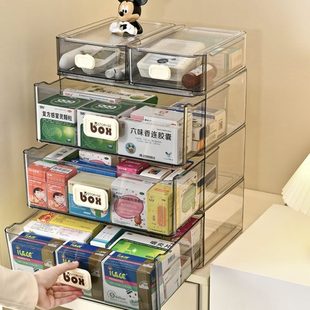 品收纳盒透明分格桌面可叠加置物架亚克力箱家用 抽屉式