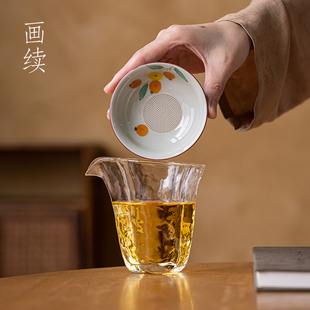 手抓加厚茶具锤纹公道杯玻璃高档功夫茶道耐高温分茶器茶漏一体