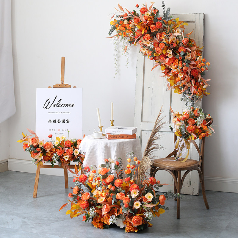 婚礼活动花艺套装仿真花艺花排舞台背景挂花路引花堆庆典迎宾花卉