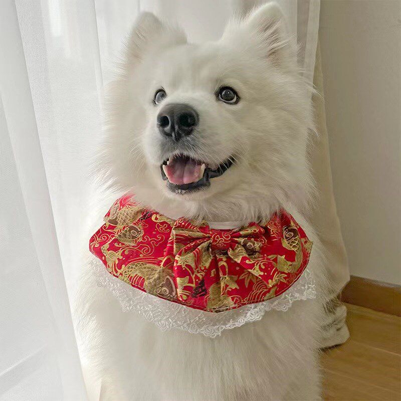 狗狗拜年服可爱围脖大狗中大型犬拉布拉多哈士奇围兜脖子装饰品