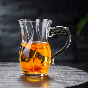 玻璃杯家用带把耐高温高硼硅办公室男女花茶杯个人绿茶杯泡茶杯子