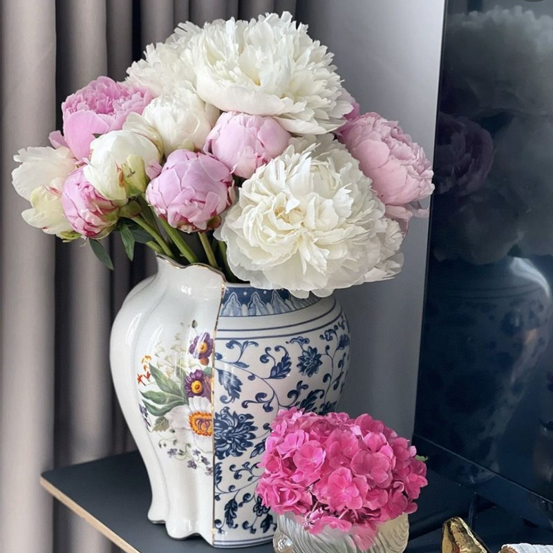 周冬雨同款sele中西合壁花瓶高级感骨瓷花器入户玄关摆件客厅摆设
