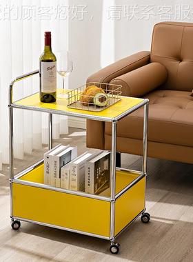 现代简约边几轮小推车中古iSTT01ns物架带置不锈钢层组合双家用餐