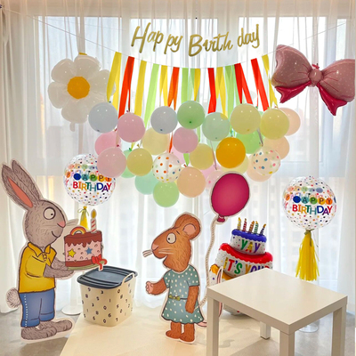 波西和皮普生日布置装饰三周岁男女孩儿童主题场景装扮KT板背景墙