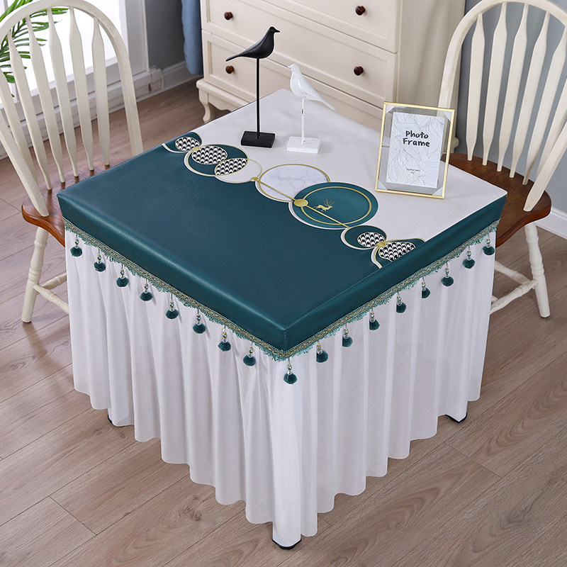 欧式加厚电炉罩烤火桌子罩套防水防油皮套长方形茶几防烫免洗桌布