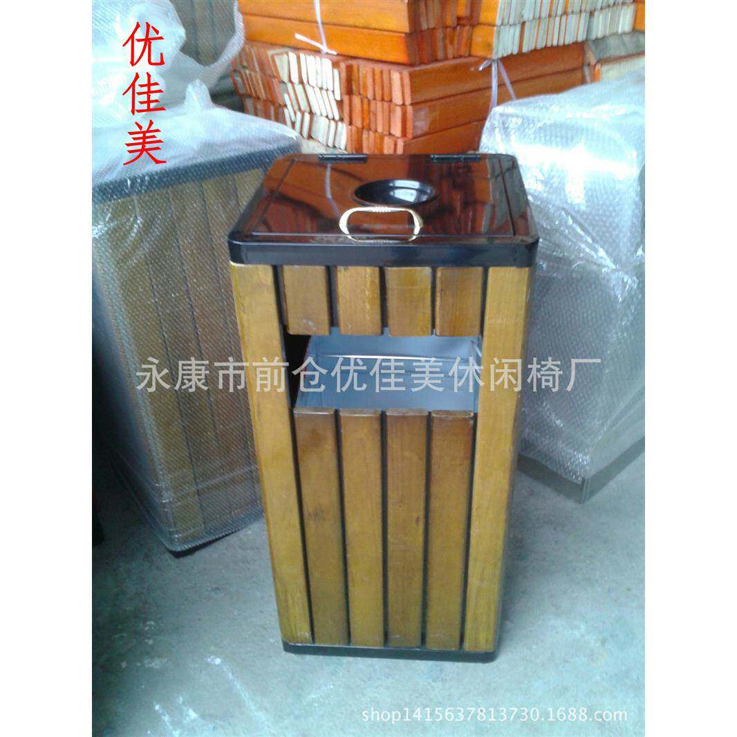 X0632840*40*80厂家供应防腐木钢板实木垃圾桶带内胆方形垃圾桶