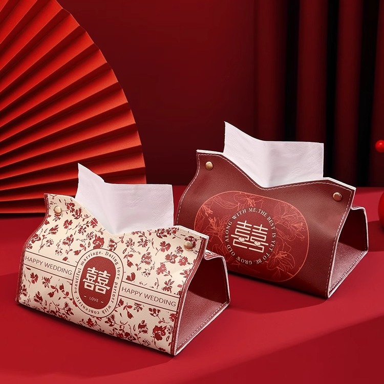 高级囍喜庆结婚用品纸巾盒