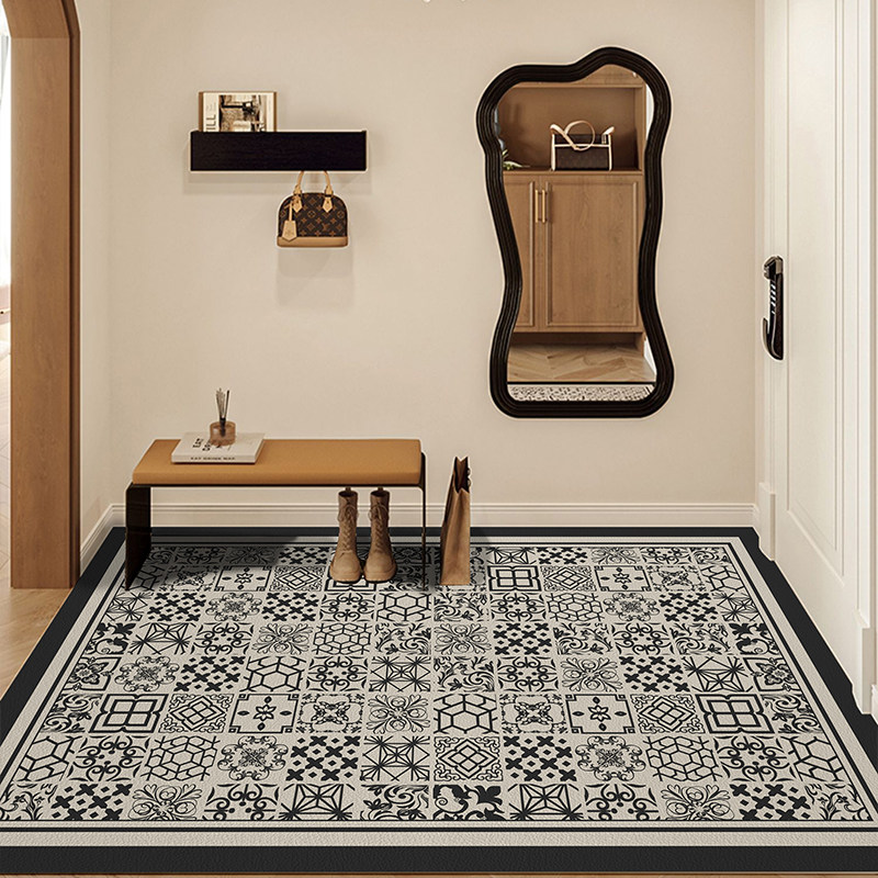 复古入户门皮革地垫玄关家用脚垫门垫进门地毯免洗可擦高端pvc垫