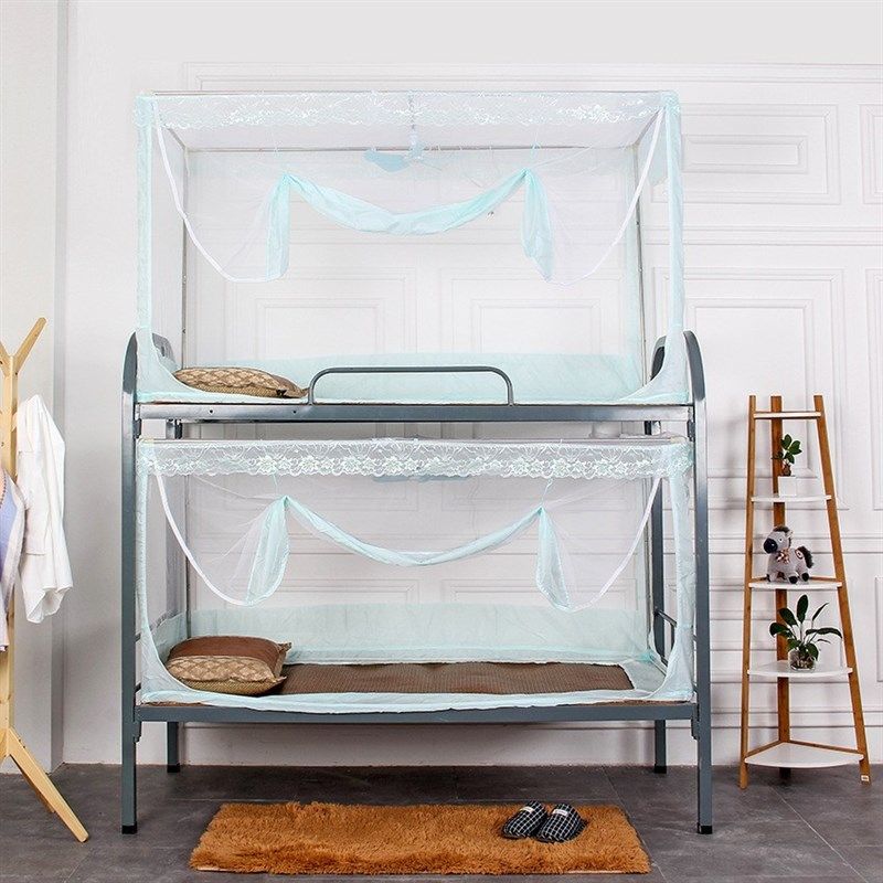 学生铁架床上下铺专用蚊帐90x190cm单人0.9m高低床不锈钢纹帐1.4m