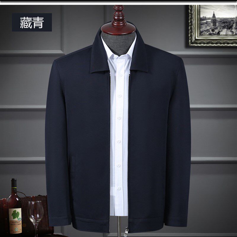 男装秋装中年男本命年大红色夹克爸爸中老年老人酒红色老年人外套