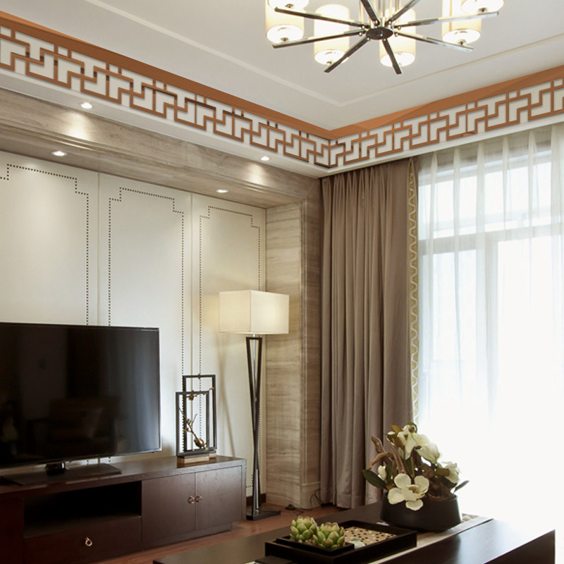 吊顶天花板自装中式仿古腰线亚克力装饰条自粘电视背景墙边框墙贴