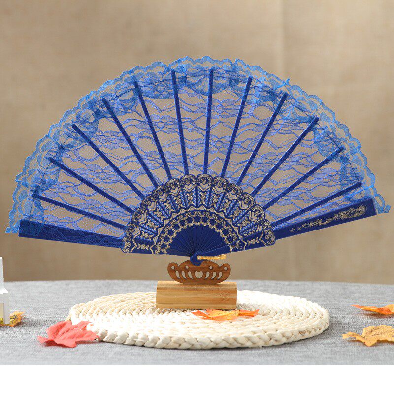 欧式宫廷女扇单面蕾丝折扇 舞蹈扇 塑料跳舞扇广场舞折叠扇子包邮
