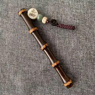 小紫竹根手把件紫竹藤实心玉化竹子把玩文玩高密度老料鸡血藤挂件