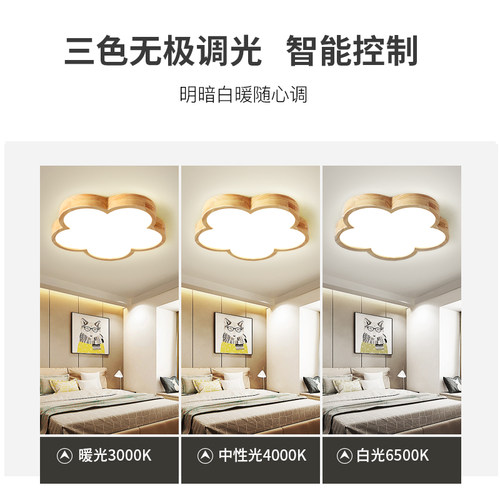 实木卧室灯LED吸顶灯日式房间餐厅书房主卧原木简约大气智能灯具