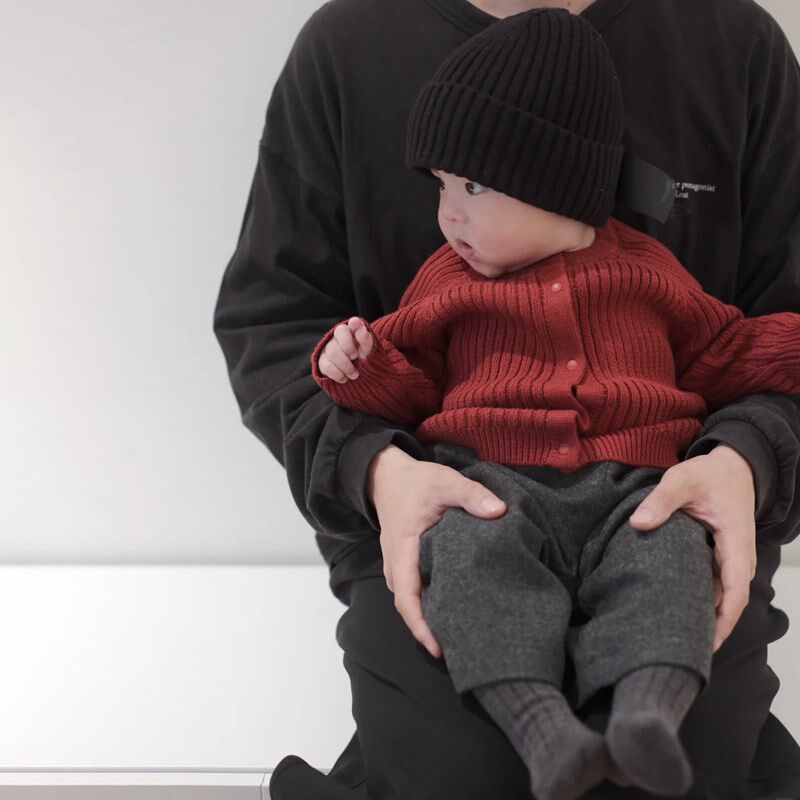 男女宝宝过年针织毛衣裤子套装婴儿新年红色喜庆毛衣开衫毛呢裤子