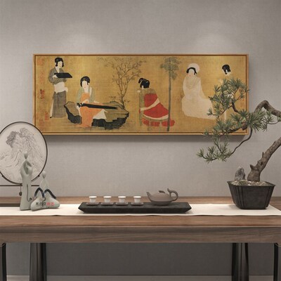 米亦堂x唐代仕女图 新中式古代人物茶室餐厅客厅卧室书房玄关挂画