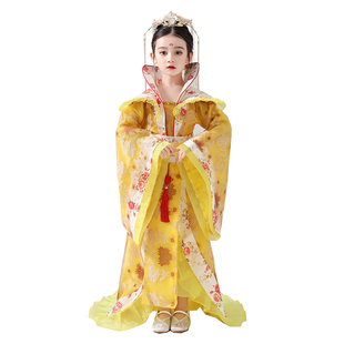 儿童古装皇后服装女童宫廷汉服拖尾中国风女孩唐朝贵妃娘娘演出服