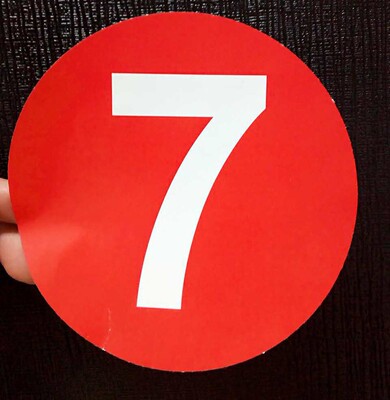 大号12cm圆形PVC不干胶数字贴号码贴不干胶标签纸1-2000编号