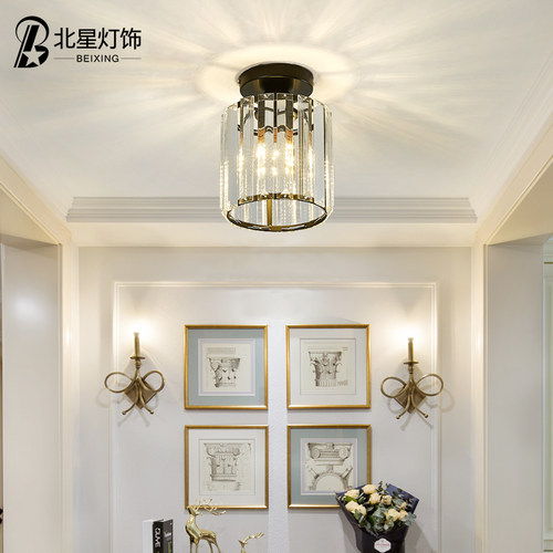 美式走廊过道灯阳台入户玄关衣帽间水晶吸顶灯创意个性灯具