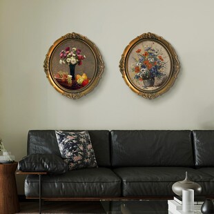 卧室床头客厅挂画轻奢高级感油画2024壁画 饰画椭圆美式 法式 复古装