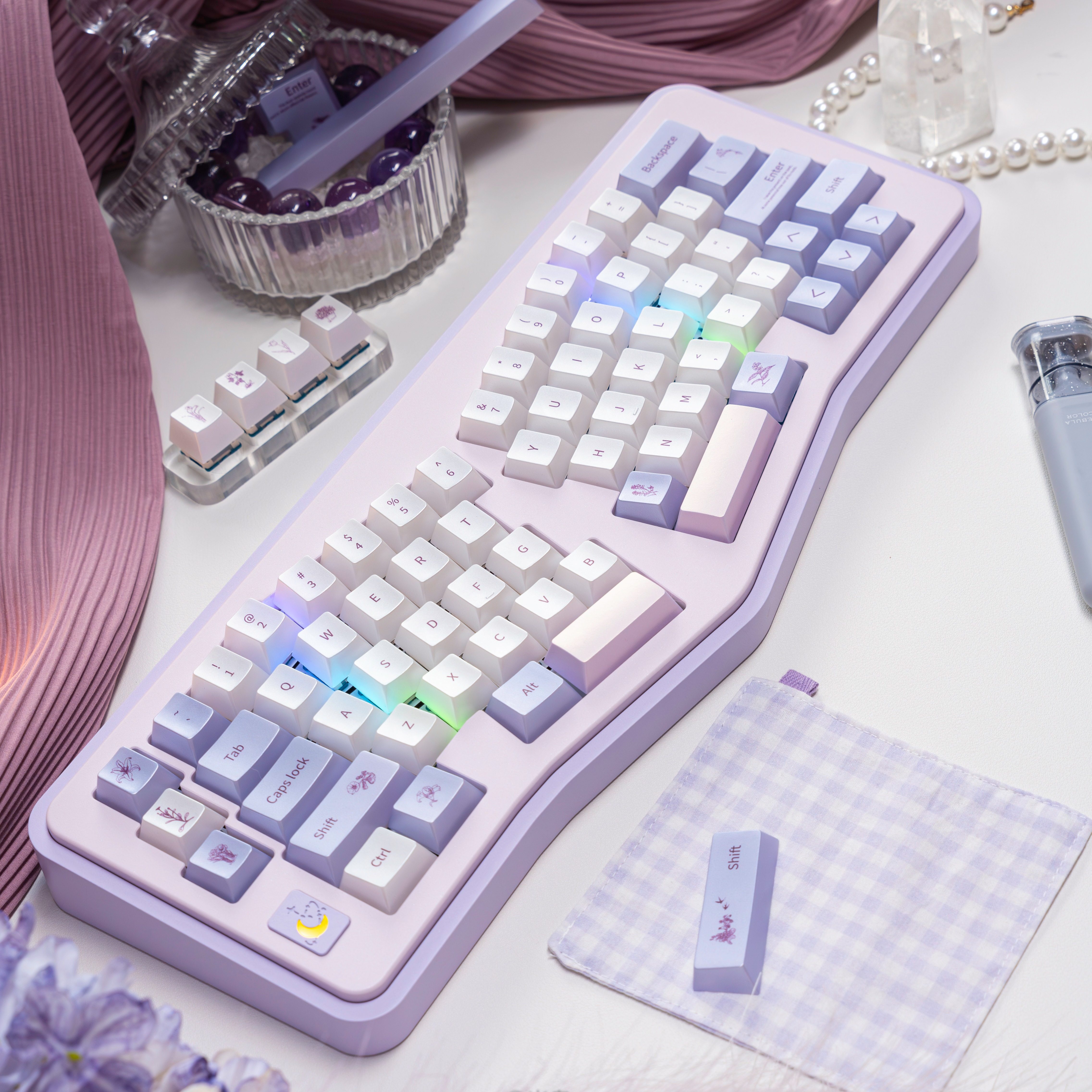 星迹外设紫藤序紫色珠光漆原厂透光机械键盘键帽 ev63夜魔wooting