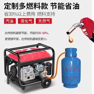 发电机220V家用小型单相3KW 10千瓦三相电380伏便携变频汽油