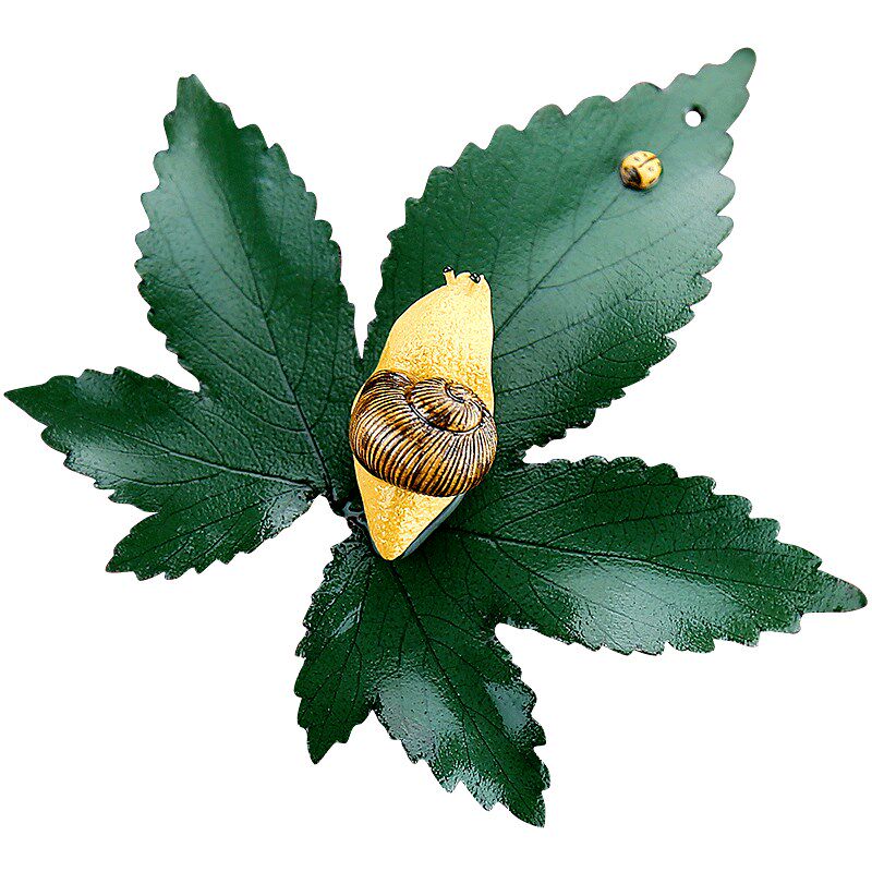 指间陶艺 创意宜兴紫砂茶宠 纯手工树叶蜗牛茶玩摆件精品变色可养
