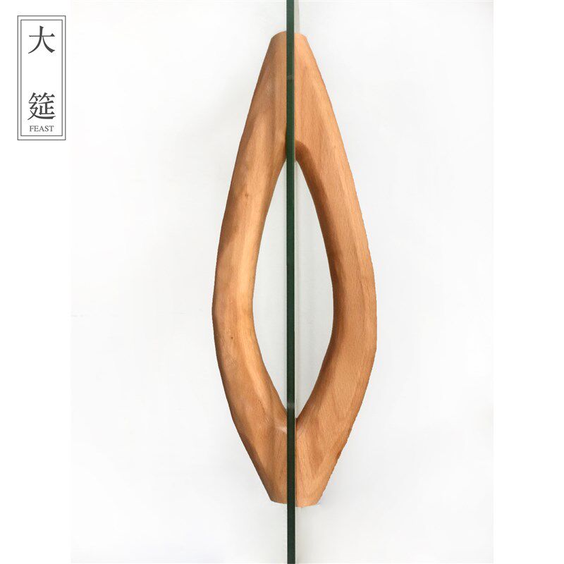 原木质色质无框玻璃门大门拉手拉手实木把手拉c型个性创意浴室