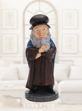 手工欧式人物雕像小摆件意大利画家达芬奇创意摆饰家居树脂工艺品