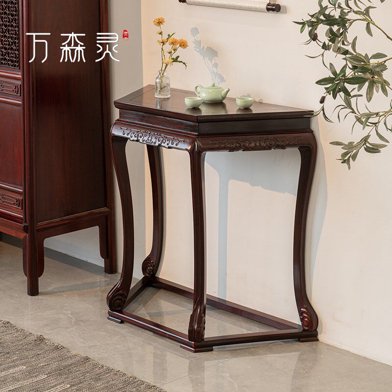 万森灵【六角玄关半桌】红木半圆桌中式玄关桌入户靠墙玄关台实木