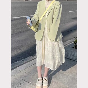 小个子宽松显瘦质感西服 韩版 高级感温柔风绿色西装 外套女春秋新款