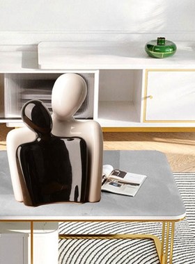 北欧陶瓷家居装饰品抽象人u物摆件客厅电视柜玄关书房艺术结婚礼