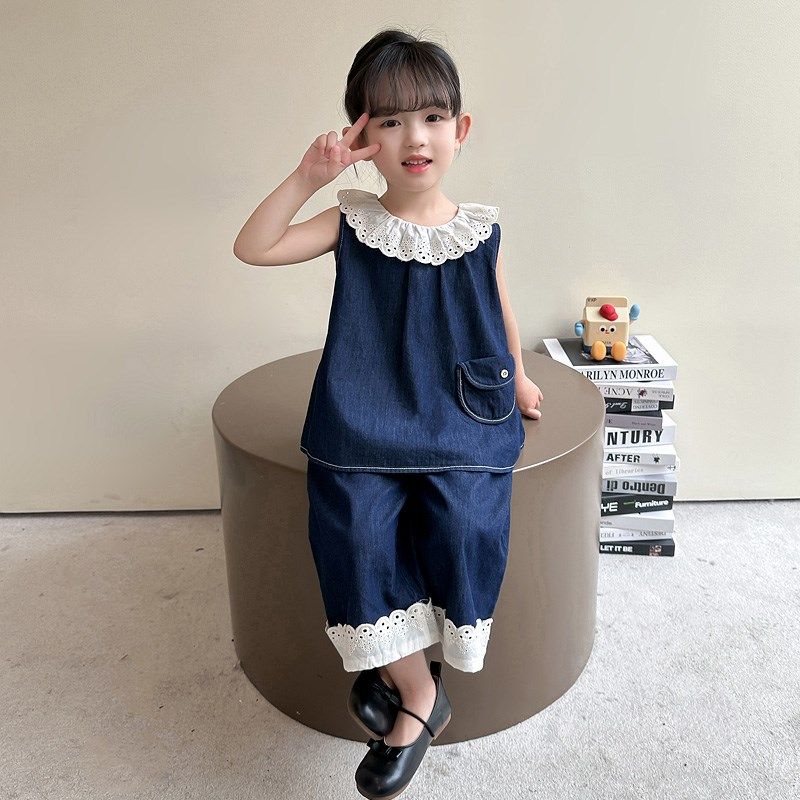 女童夏季套装2025新款儿童洋气薄款牛仔背心阔腿裤两件套宝宝夏装,童装/婴儿装/亲子装,套装,淘宝优惠券,粉丝福利购,淘宝优惠卷