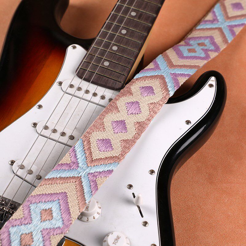 彩色提花编织电吉他背带加宽5cm贝斯肩带木吉他民谣背带通用琴带