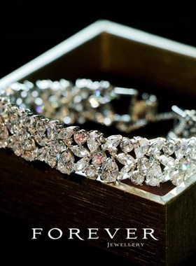 轻奢满钻超闪女式手镯气质水晶手环新娘结婚锆石手链婚纱礼服手饰