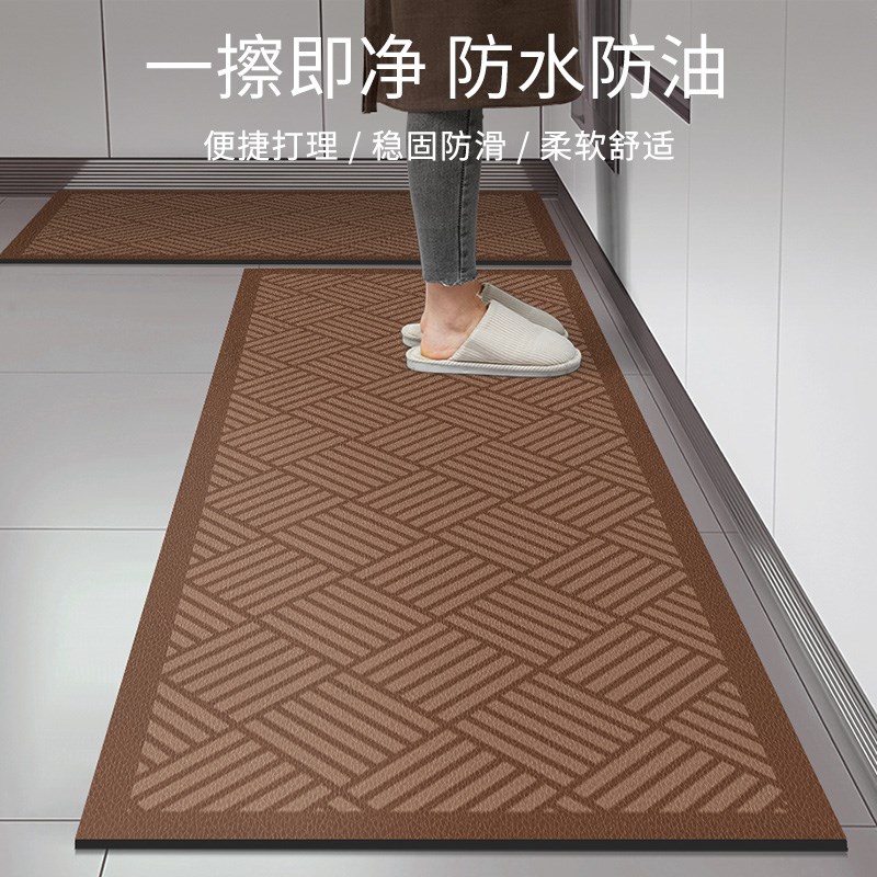 暗纹厨房皮革地垫防油防滑防摔脚垫子整铺门口可擦免洗防水软垫