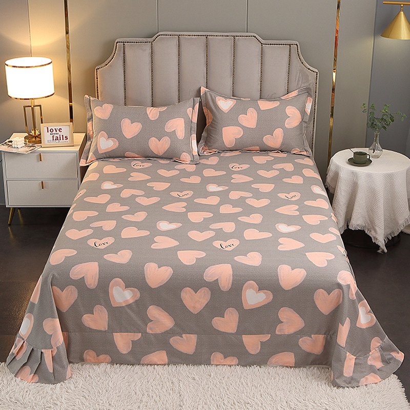 加厚全棉磨毛床单单件 爱心简约秋冬纯棉宿舍单人双人被单三件套,床上用品,床单,淘宝优惠券,粉丝福利购,淘宝优惠卷