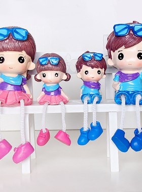 家居装饰品客厅小摆件p工艺品可爱树脂吊脚娃娃创意房间卧室内摆