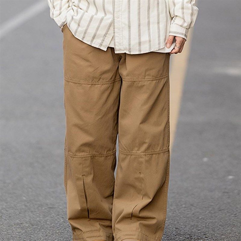 弎狸TIP 日系复古拼接水洗工装裤男女百搭宽松阔腿直筒休闲长裤潮,男装,休闲裤,淘宝优惠券,粉丝福利购,淘宝优惠卷