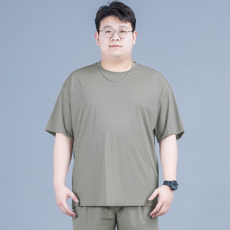 2025新款大码短袖男夏加肥加大透气吸汗速干T恤夏季冰丝运动上衣