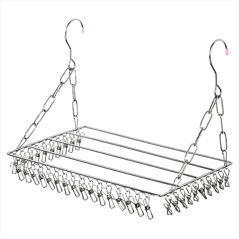 多功能不锈钢阳台晾晒架窗台多夹子袜架晾衣架防盗窗晒鞋挂架