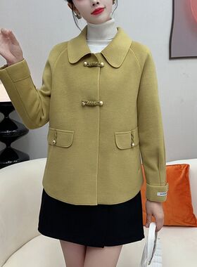 呢外套女短款2023年秋冬新款高档上衣中年妈妈双面羊绒呢子大衣
