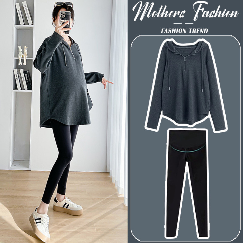 孕妇套装连帽卫衣时尚洋气百搭宽松上衣裤子2024新款春秋两件套女,孕妇装/孕产妇用品/营养,连衣裙,淘宝优惠券,粉丝福利购,淘宝优惠卷
