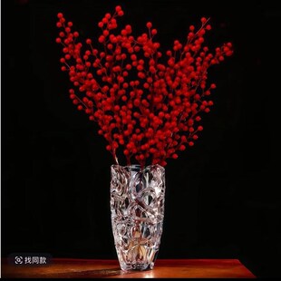 紫蔓水晶高透玻璃花瓶透明插花摆件客厅餐桌插花高级花瓶