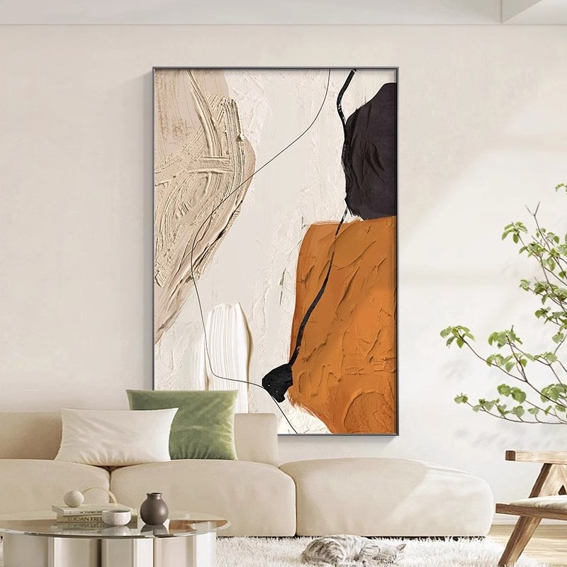 抽象风客厅装饰画现代简约挂画肌理大幅落地画壁画玄关沙发背景墙图片