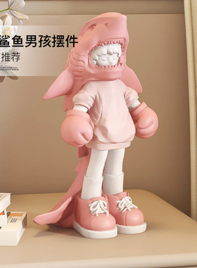 潮玩卡通男孩摆件客厅玄关酒柜办公室桌面工艺品儿童房卧室装饰品