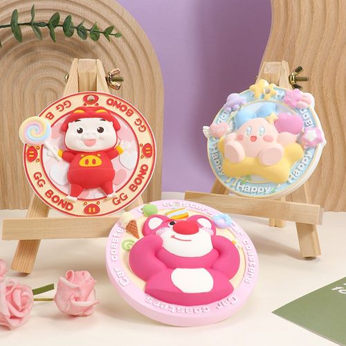 卡通星之卡比猪猪侠KT猫香薰石膏浮雕车载家居挂牌硅胶模具版权款